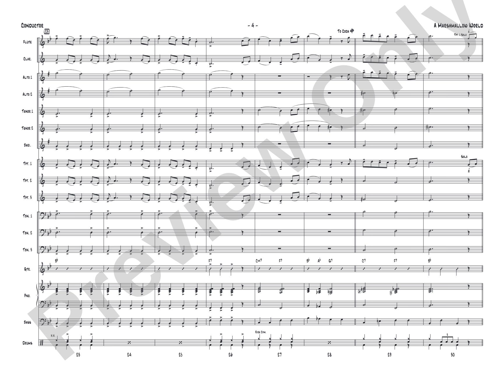 A Marshmallow World: Jazz Ensemble Conductor Score & Parts