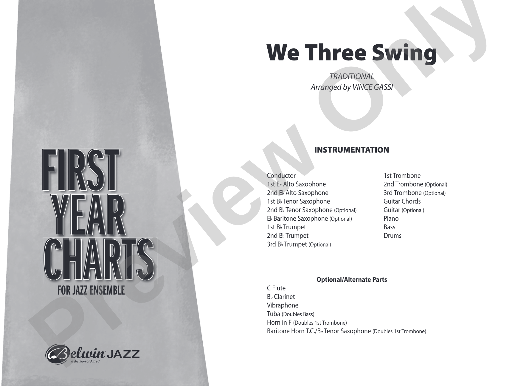 We Three Swing: Jazz Ensemble Conductor Score & Parts