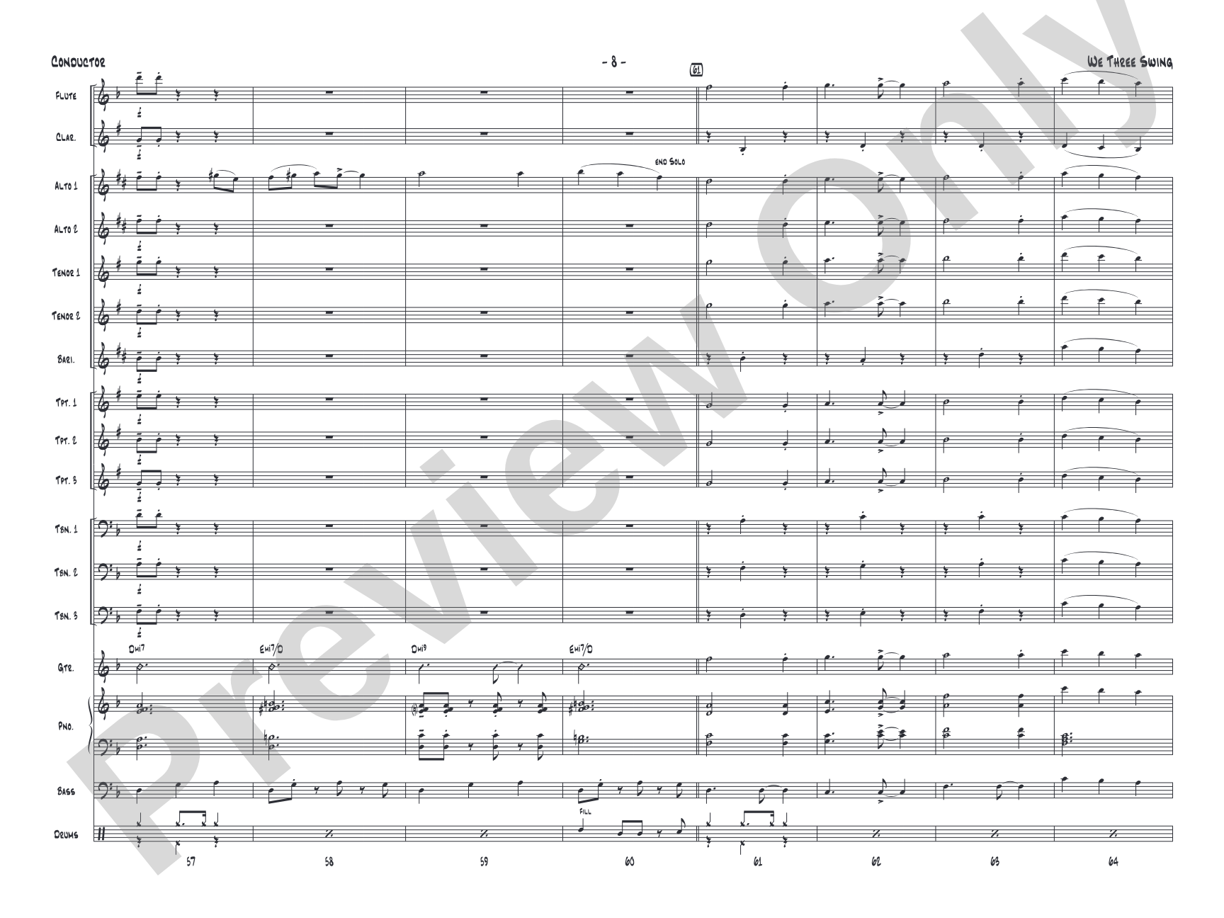 We Three Swing: Jazz Ensemble Conductor Score & Parts