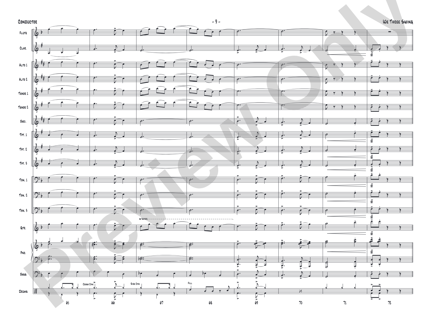 We Three Swing: Jazz Ensemble Conductor Score & Parts