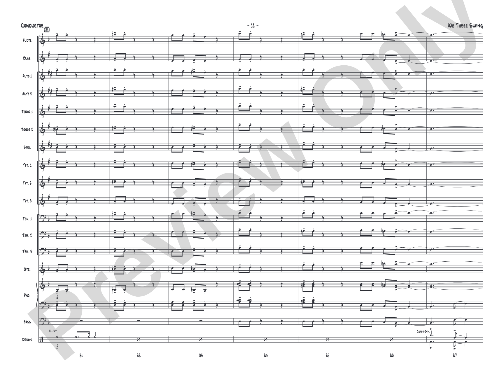 We Three Swing: Jazz Ensemble Conductor Score & Parts