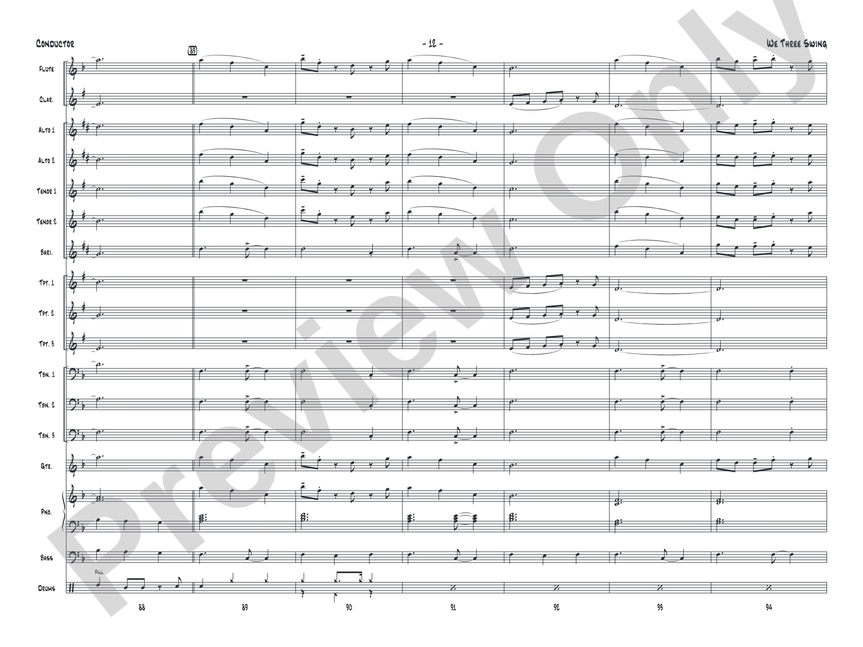 We Three Swing: Jazz Ensemble Conductor Score & Parts
