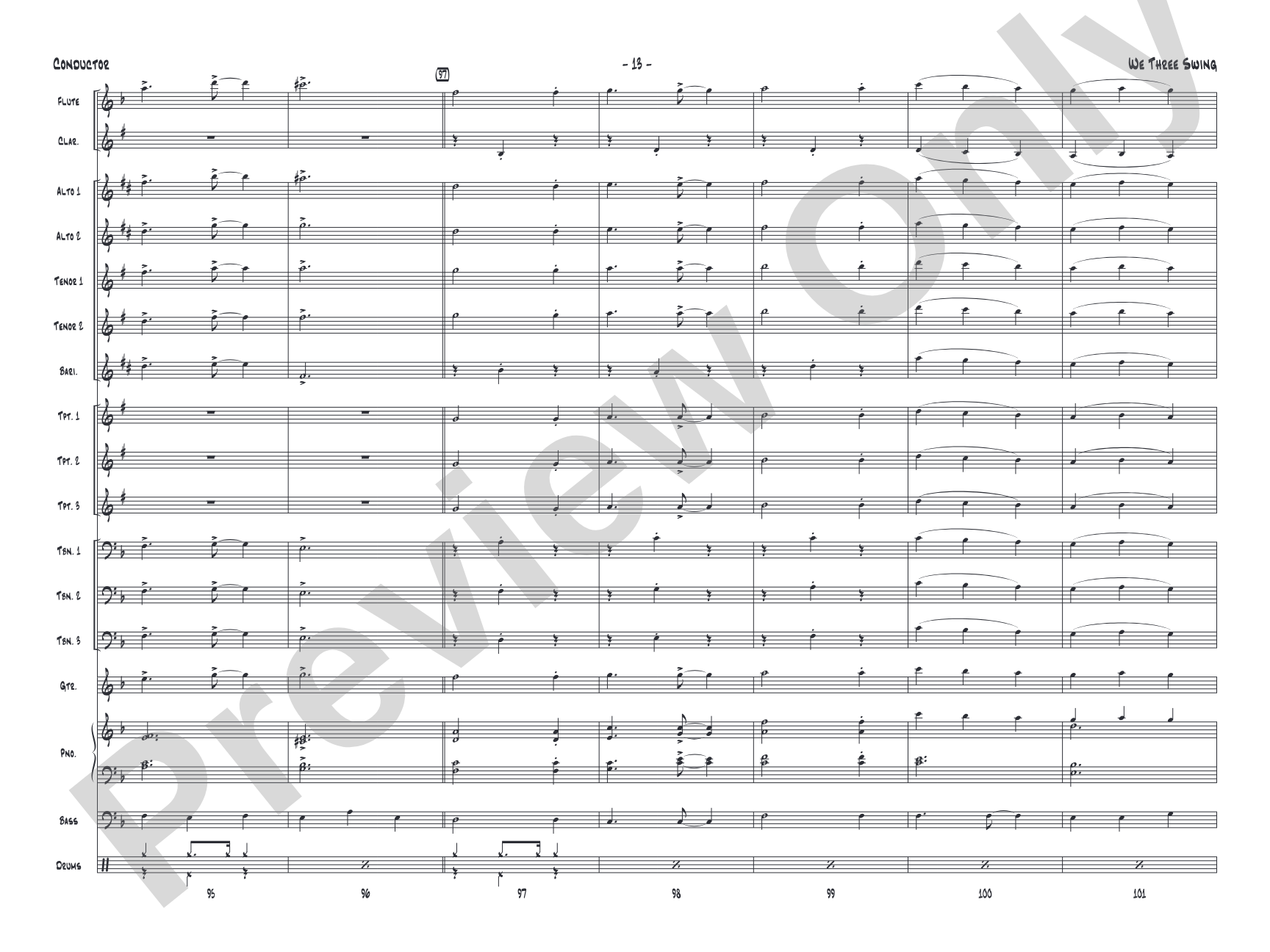 We Three Swing: Jazz Ensemble Conductor Score & Parts