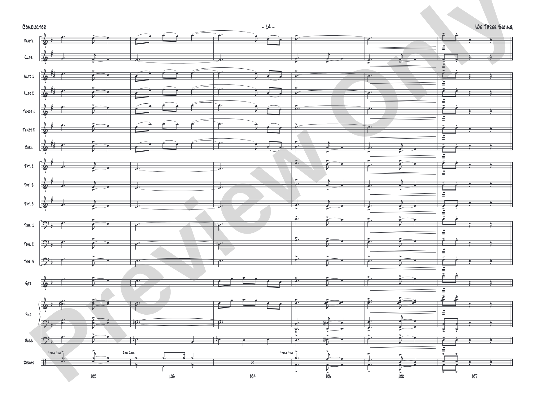 We Three Swing: Jazz Ensemble Conductor Score & Parts