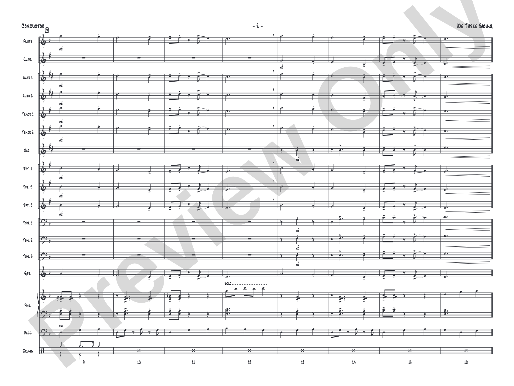 We Three Swing: Jazz Ensemble Conductor Score & Parts