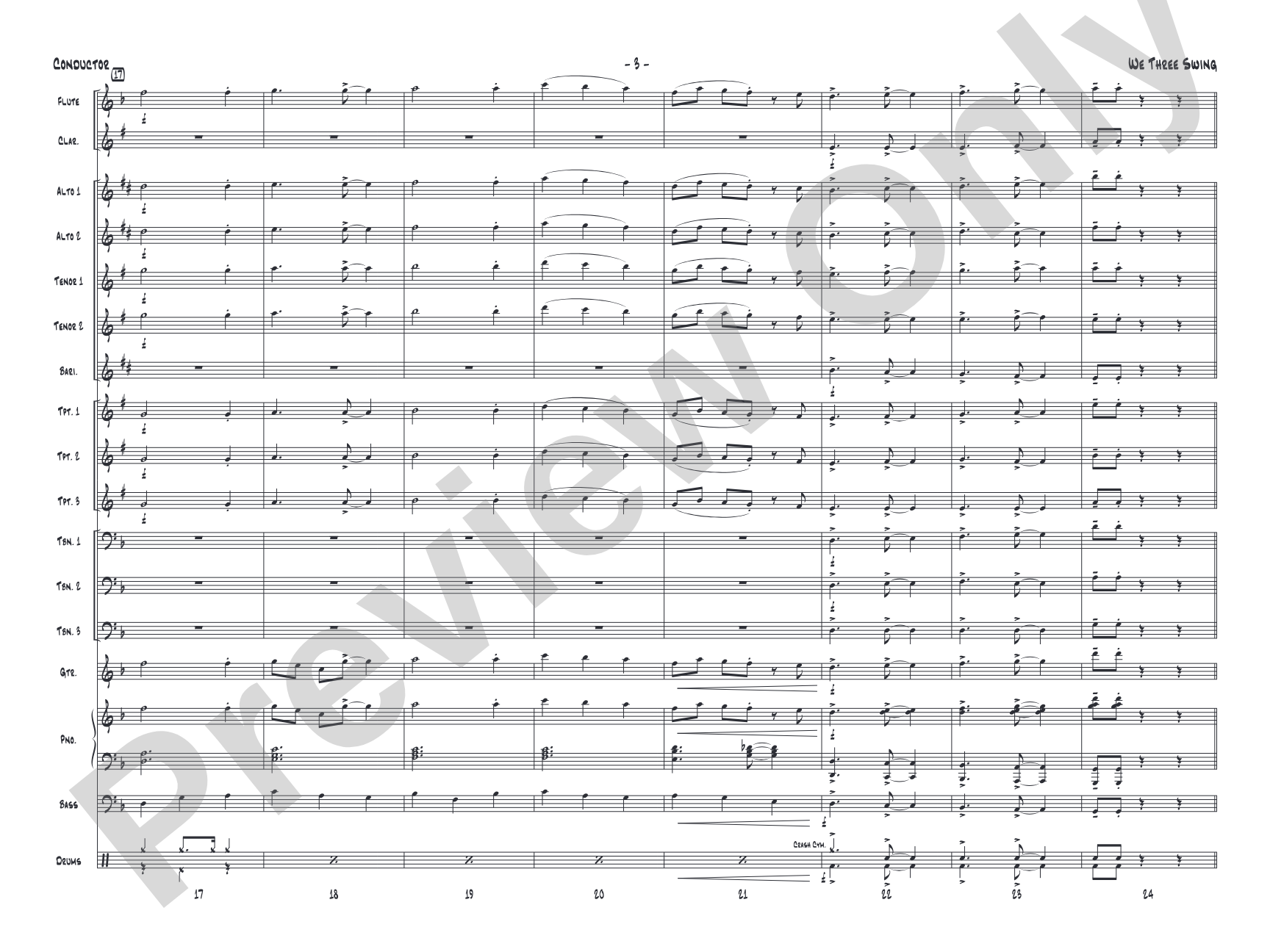 We Three Swing: Jazz Ensemble Conductor Score & Parts