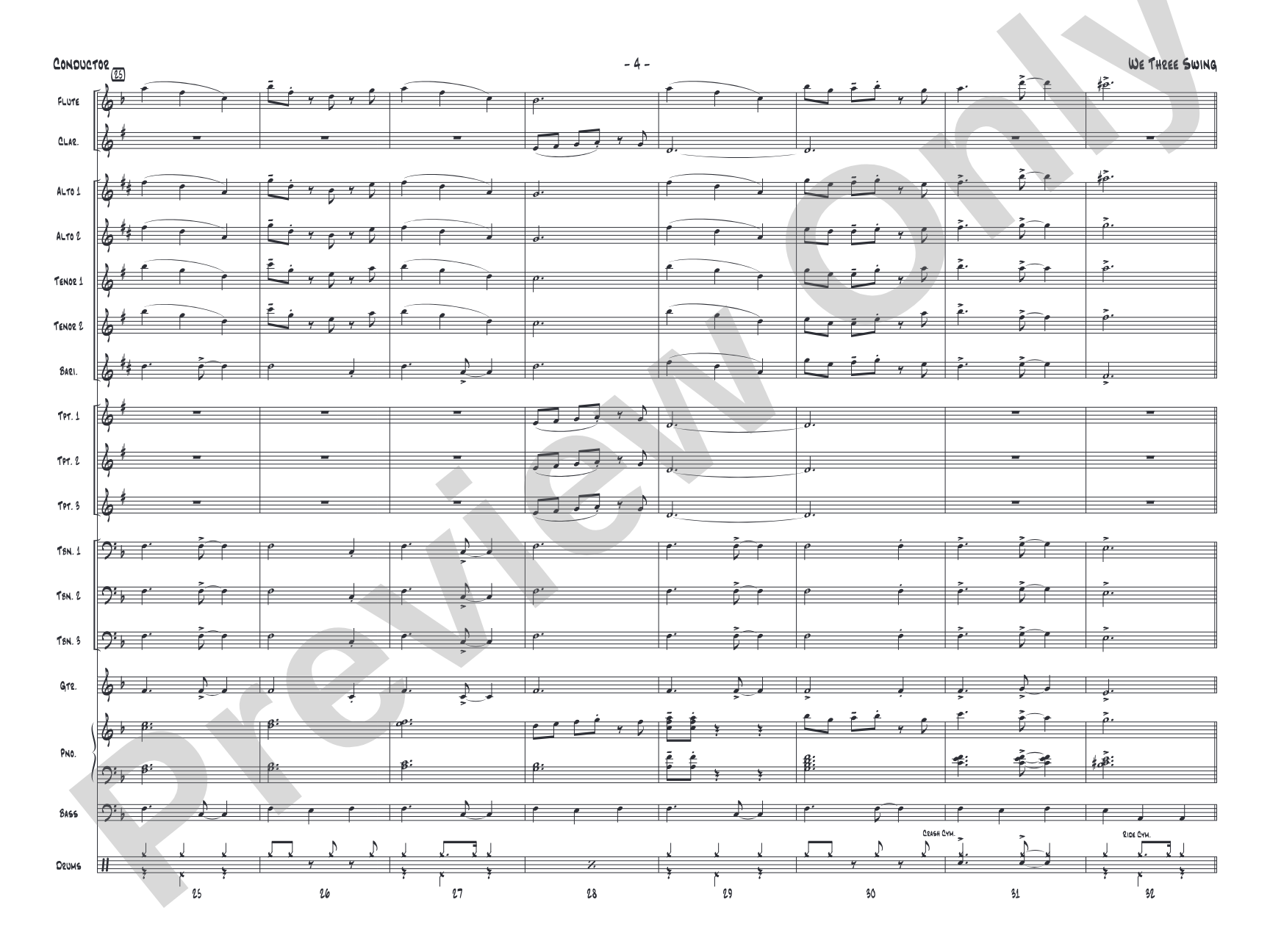 We Three Swing: Jazz Ensemble Conductor Score & Parts
