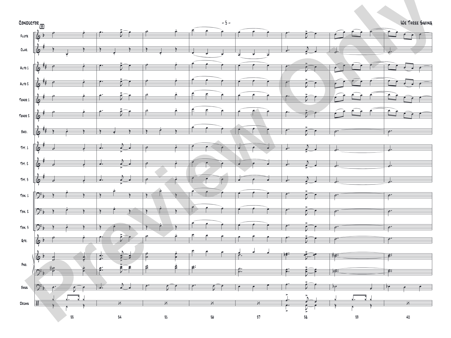 We Three Swing: Jazz Ensemble Conductor Score & Parts