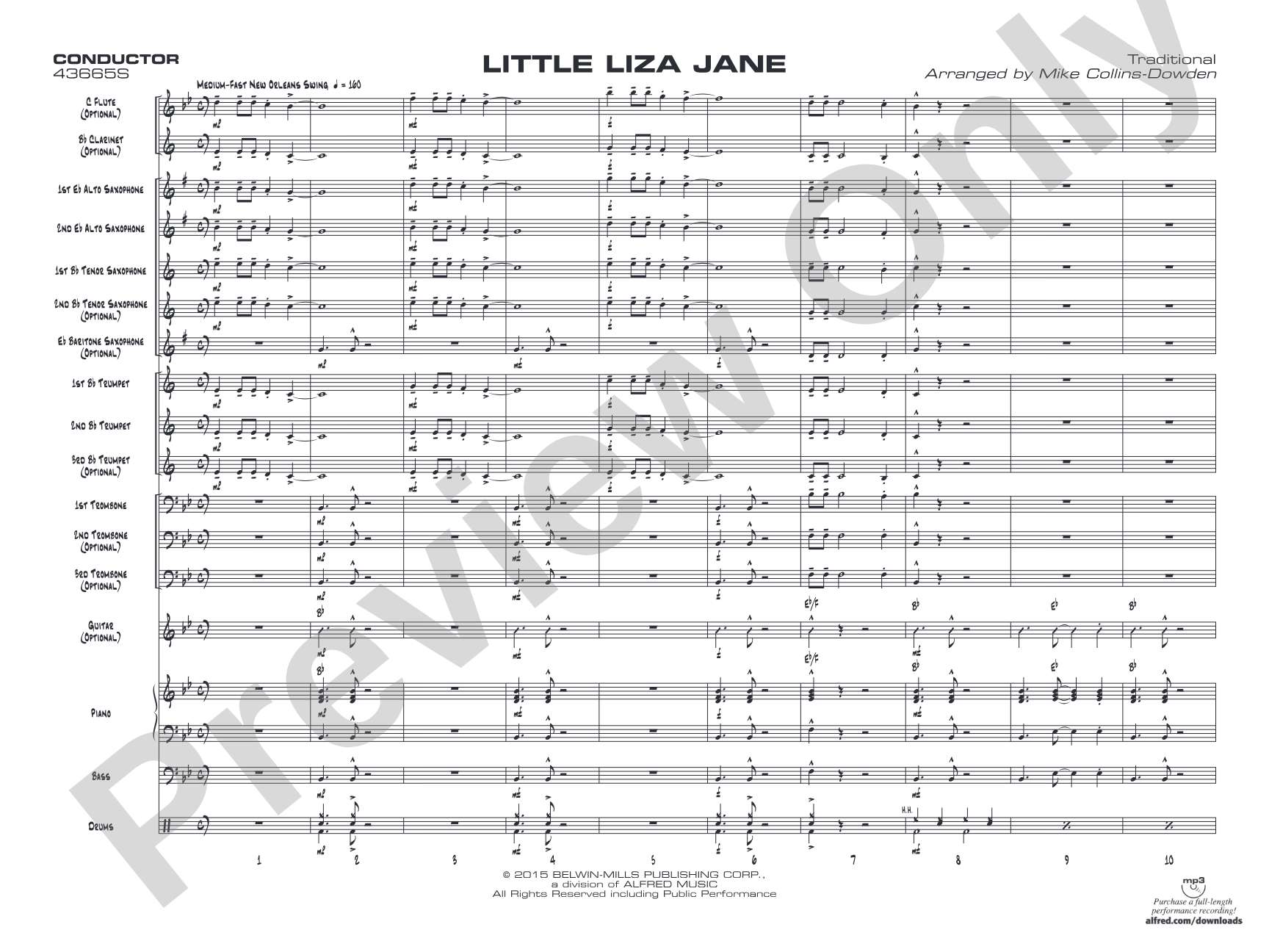 Little Liza Jane: Jazz Ensemble Conductor Score & Parts