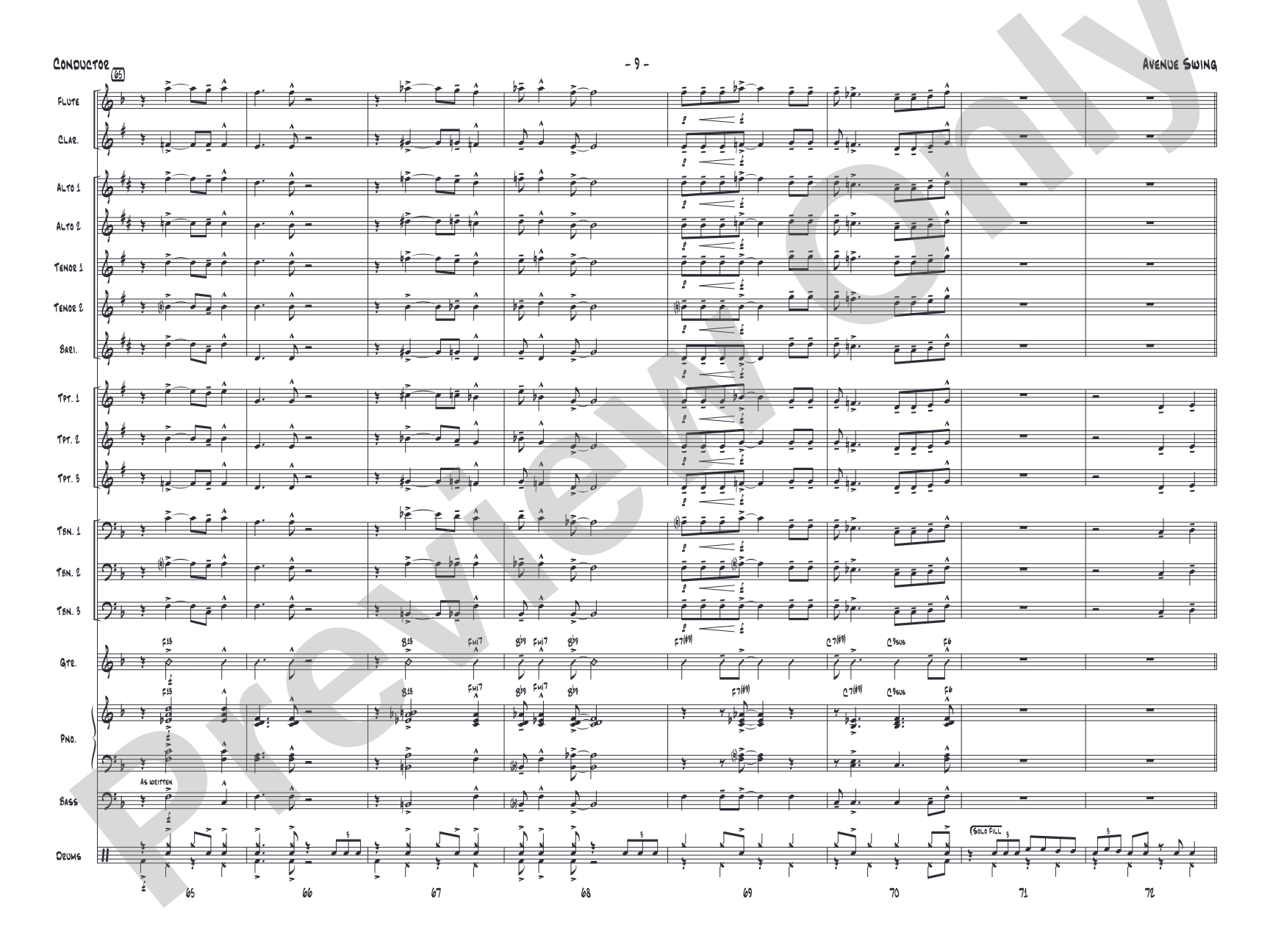 Avenue Swing: Jazz Ensemble Conductor Score & Parts