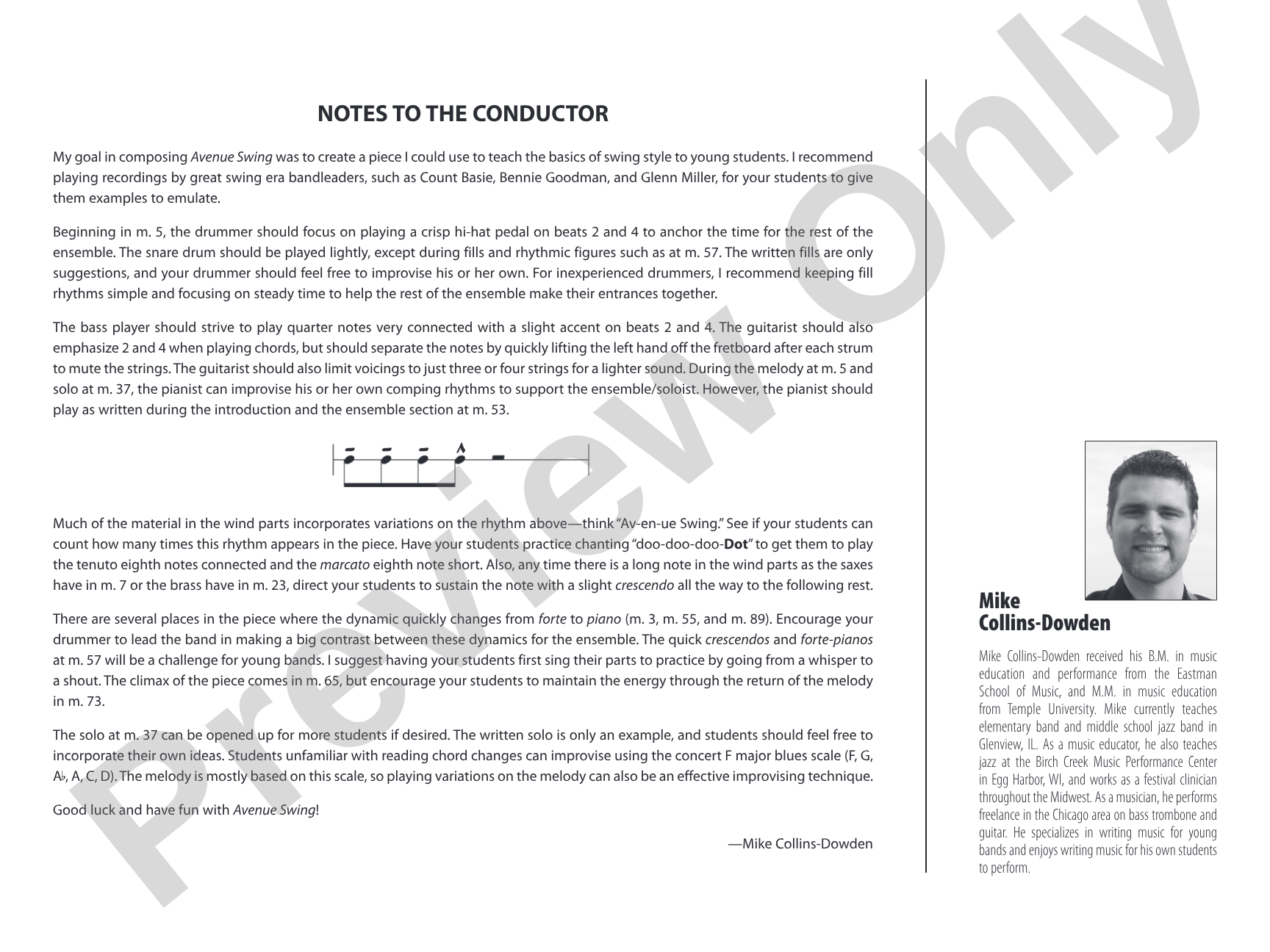 Avenue Swing: Jazz Ensemble Conductor Score & Parts