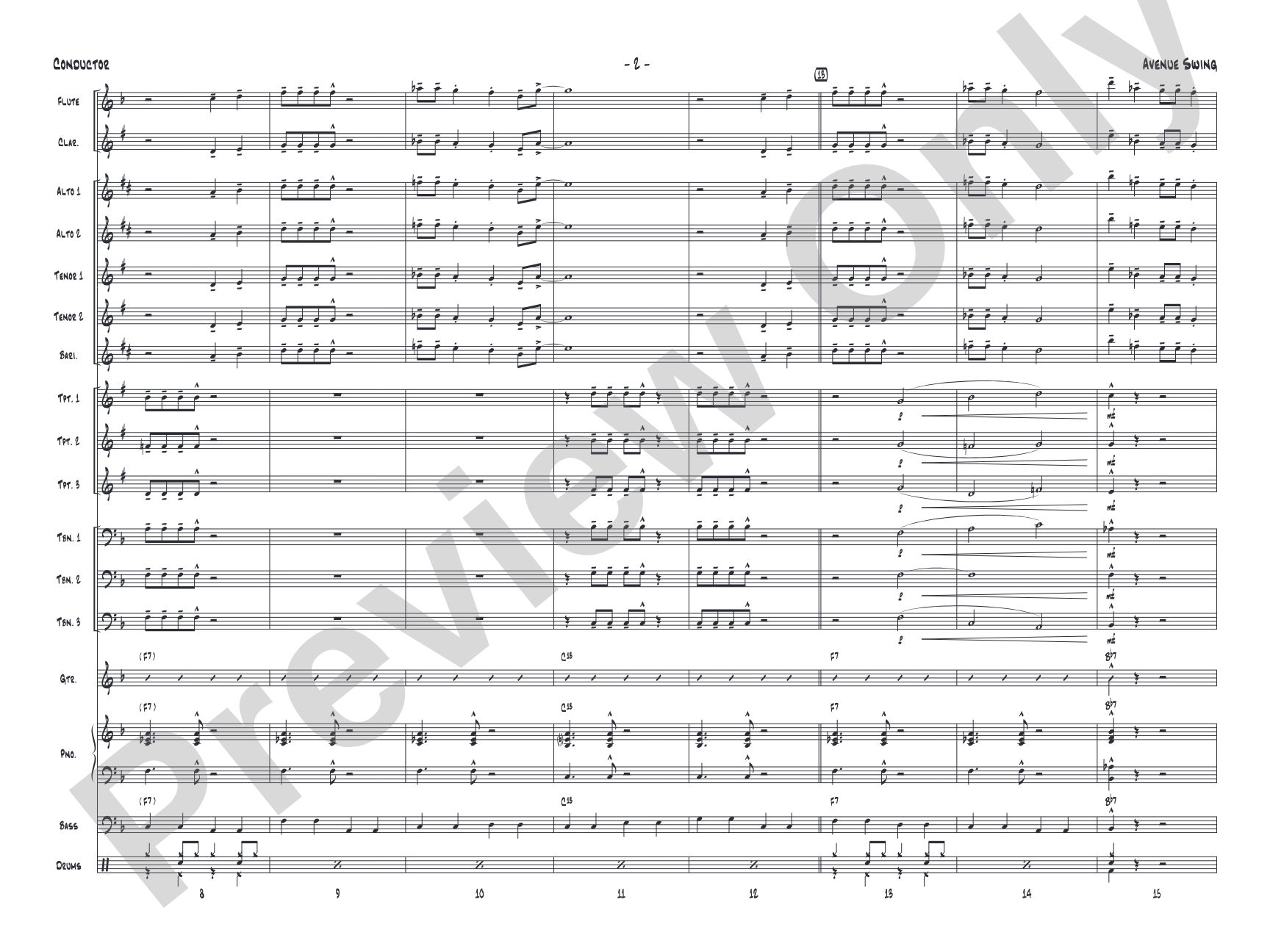 Avenue Swing: Jazz Ensemble Conductor Score & Parts