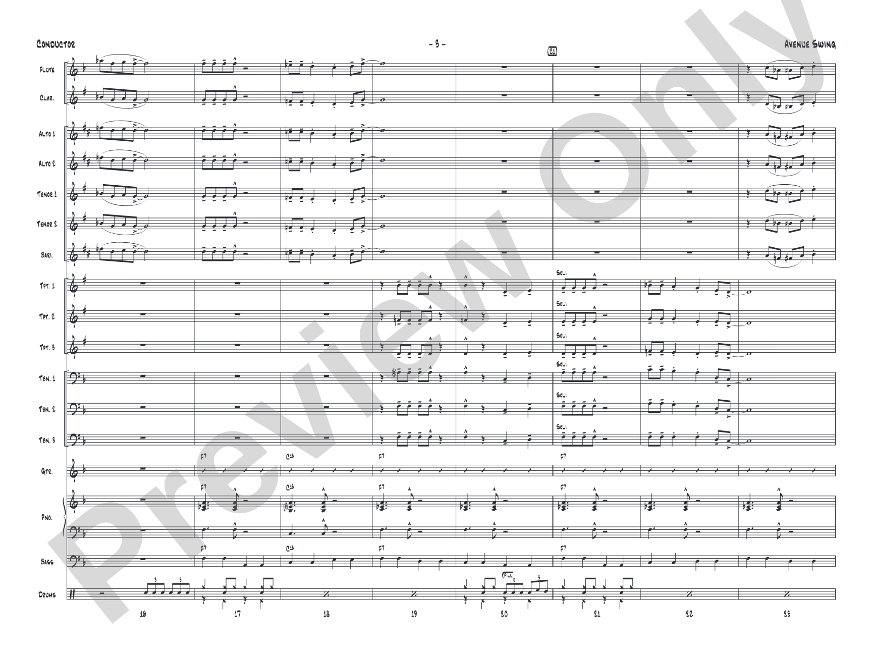 Avenue Swing: Jazz Ensemble Conductor Score & Parts