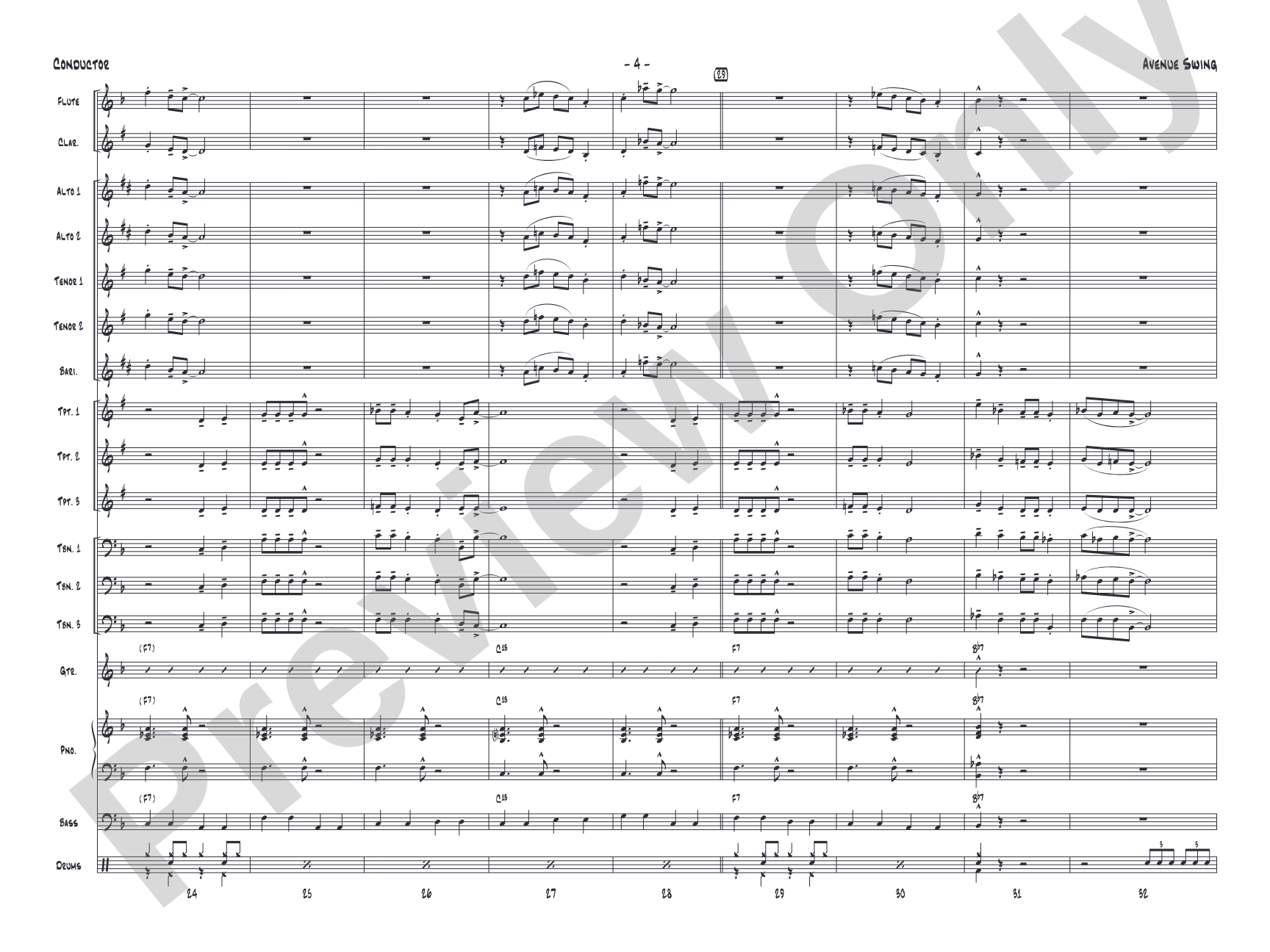 Avenue Swing: Jazz Ensemble Conductor Score & Parts