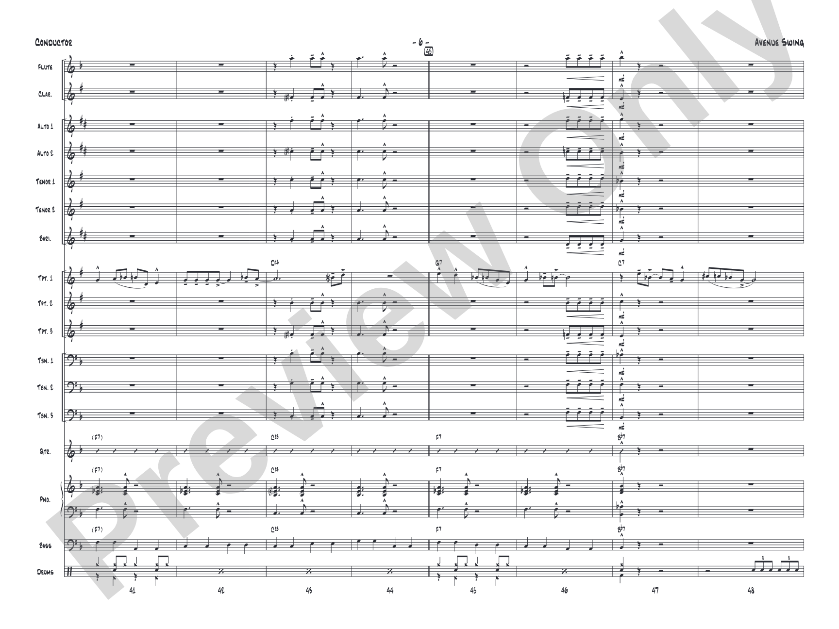 Avenue Swing: Jazz Ensemble Conductor Score & Parts