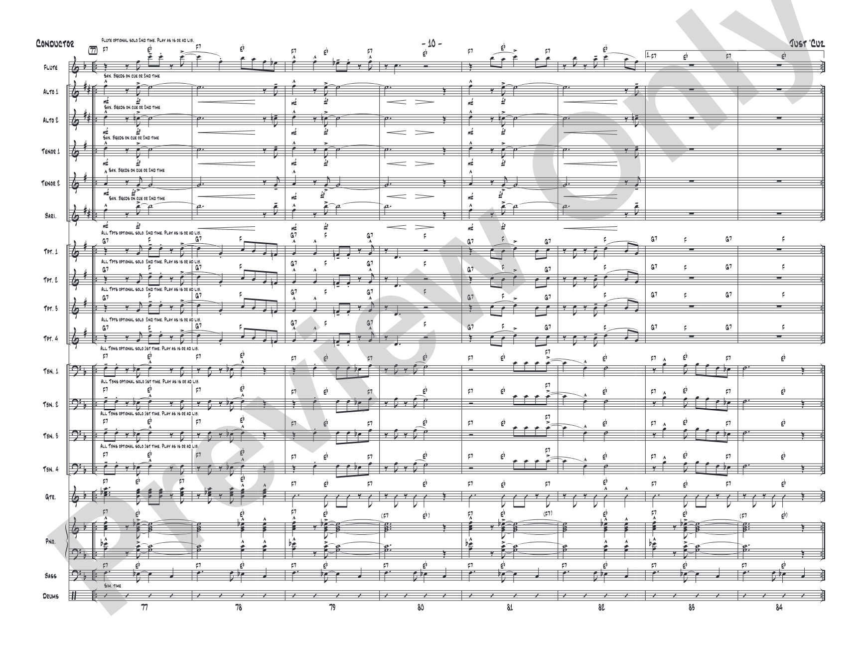Just 'Cuz: Jazz Ensemble Conductor Score & Parts