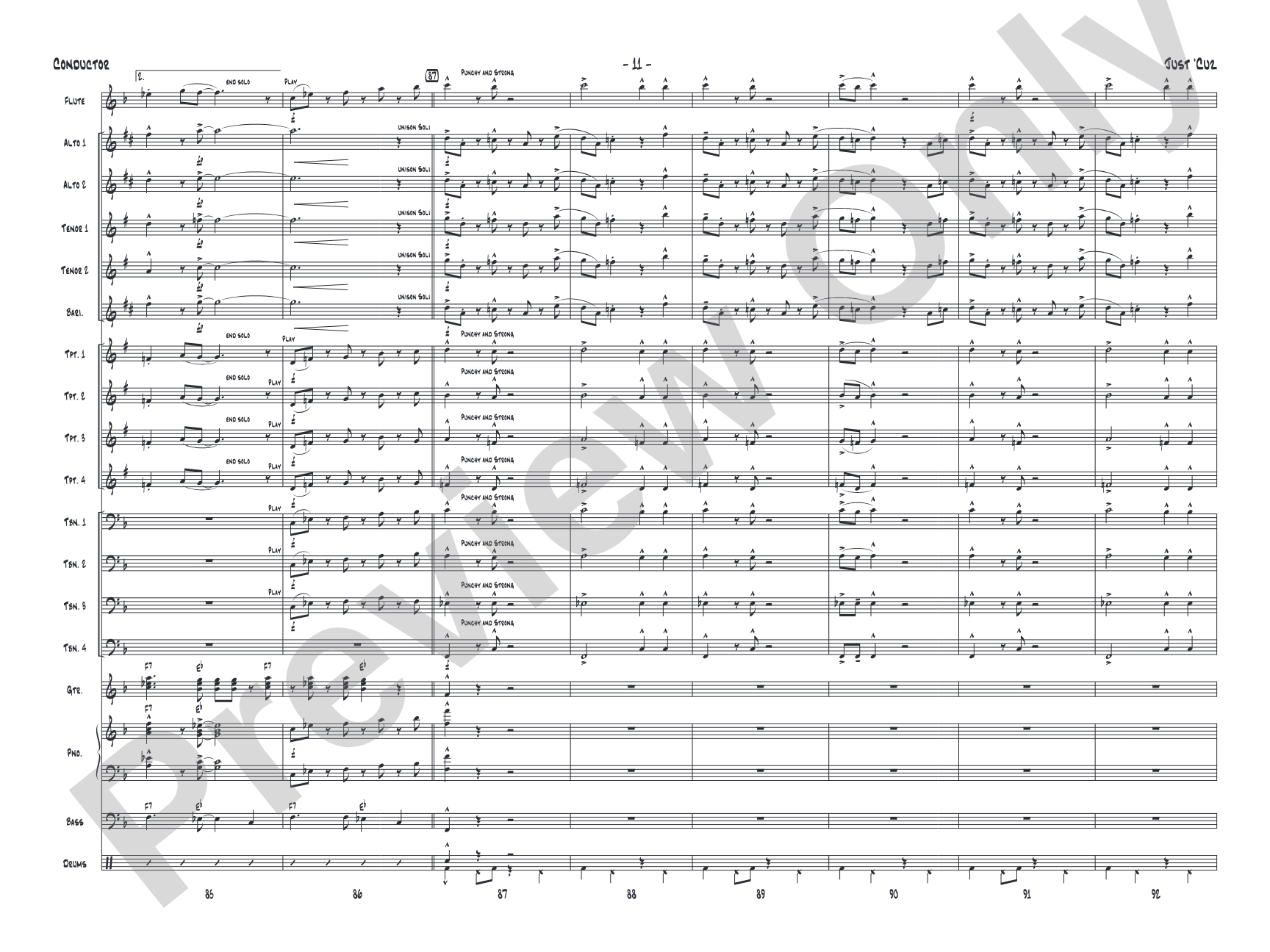 Just 'Cuz: Jazz Ensemble Conductor Score & Parts