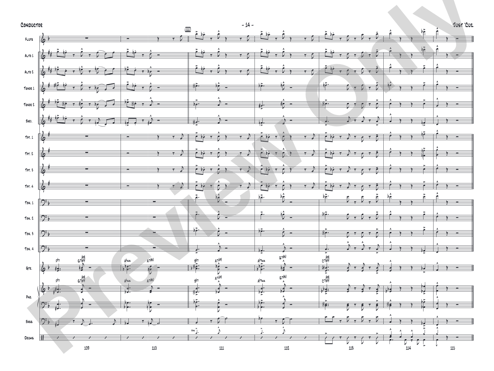 Just 'Cuz: Jazz Ensemble Conductor Score & Parts