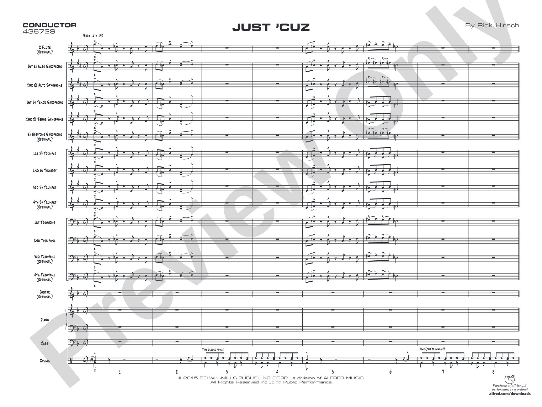 Just 'Cuz: Jazz Ensemble Conductor Score & Parts
