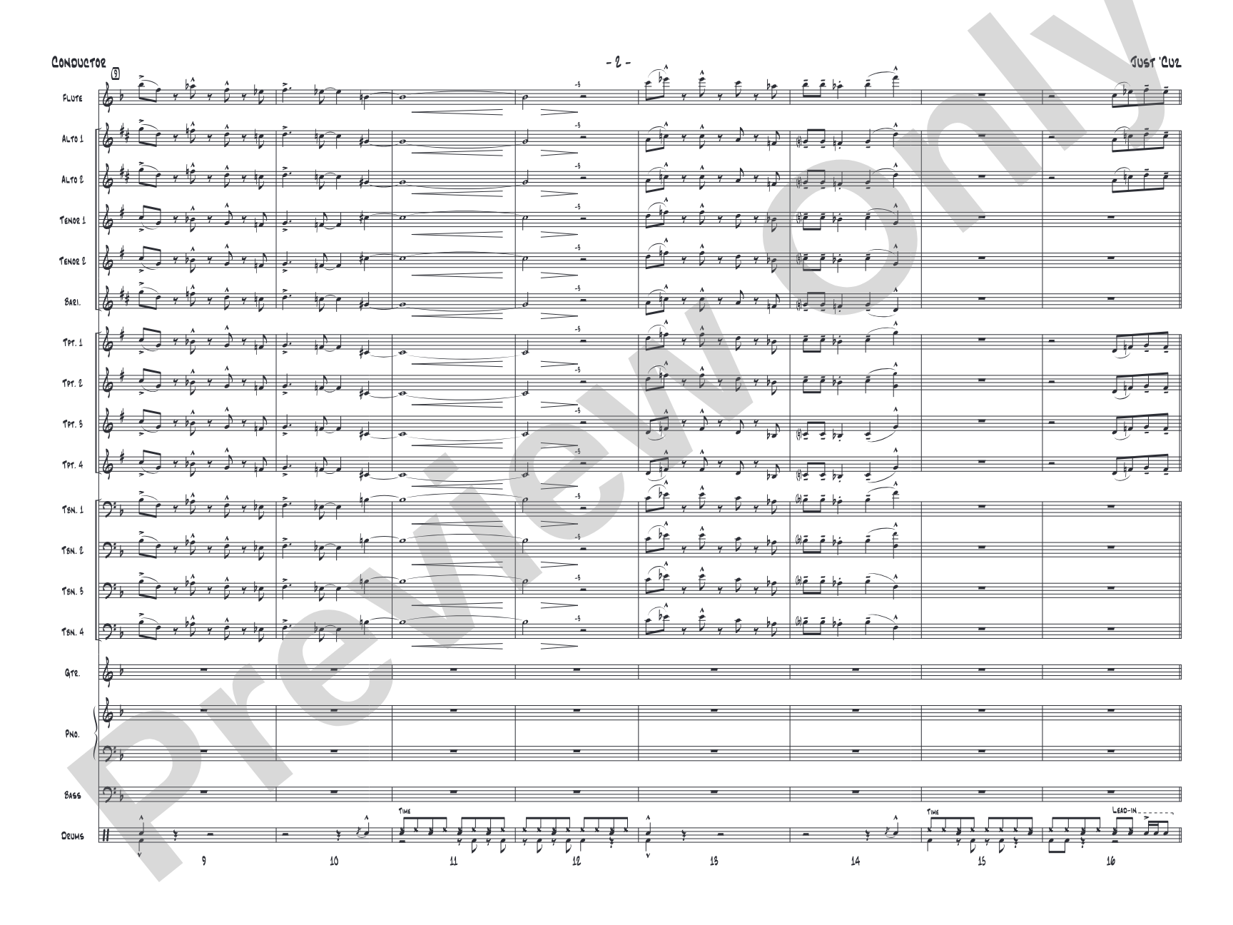 Just 'Cuz: Jazz Ensemble Conductor Score & Parts