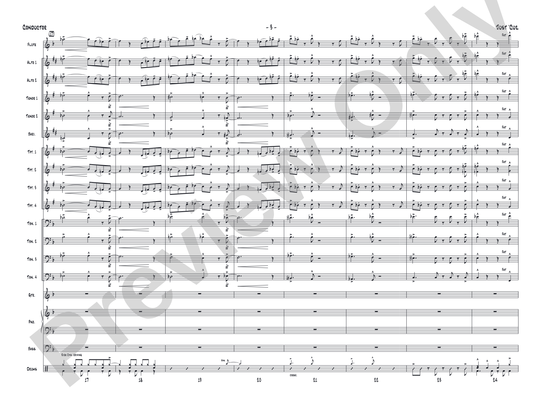 Just 'Cuz: Jazz Ensemble Conductor Score & Parts
