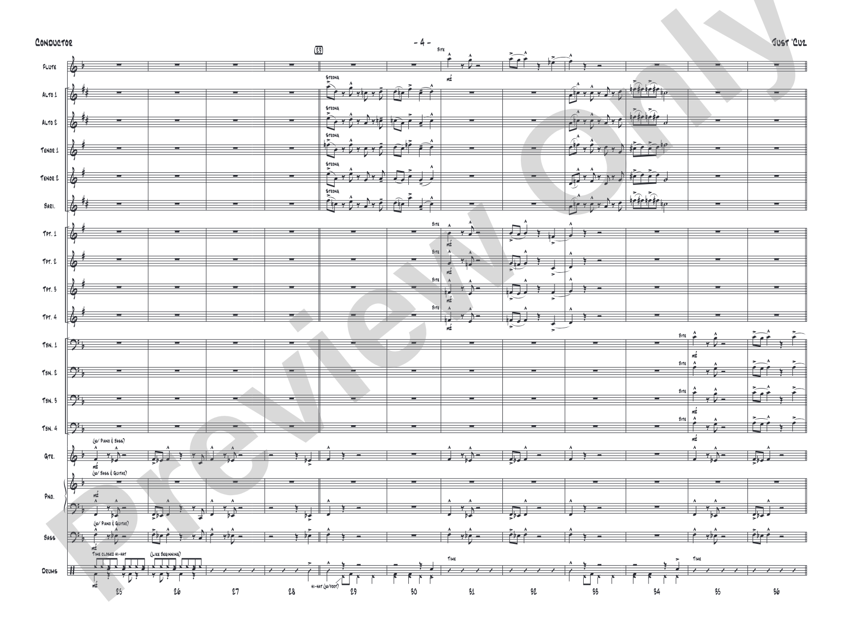 Just 'Cuz: Jazz Ensemble Conductor Score & Parts