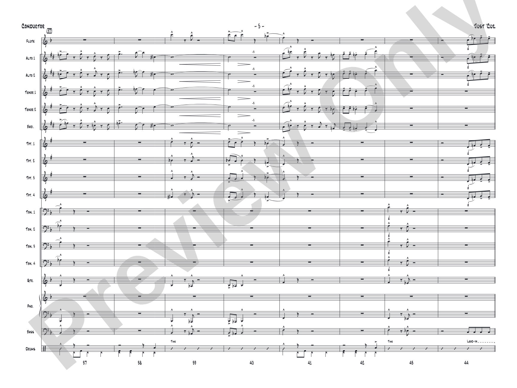 Just 'Cuz: Jazz Ensemble Conductor Score & Parts