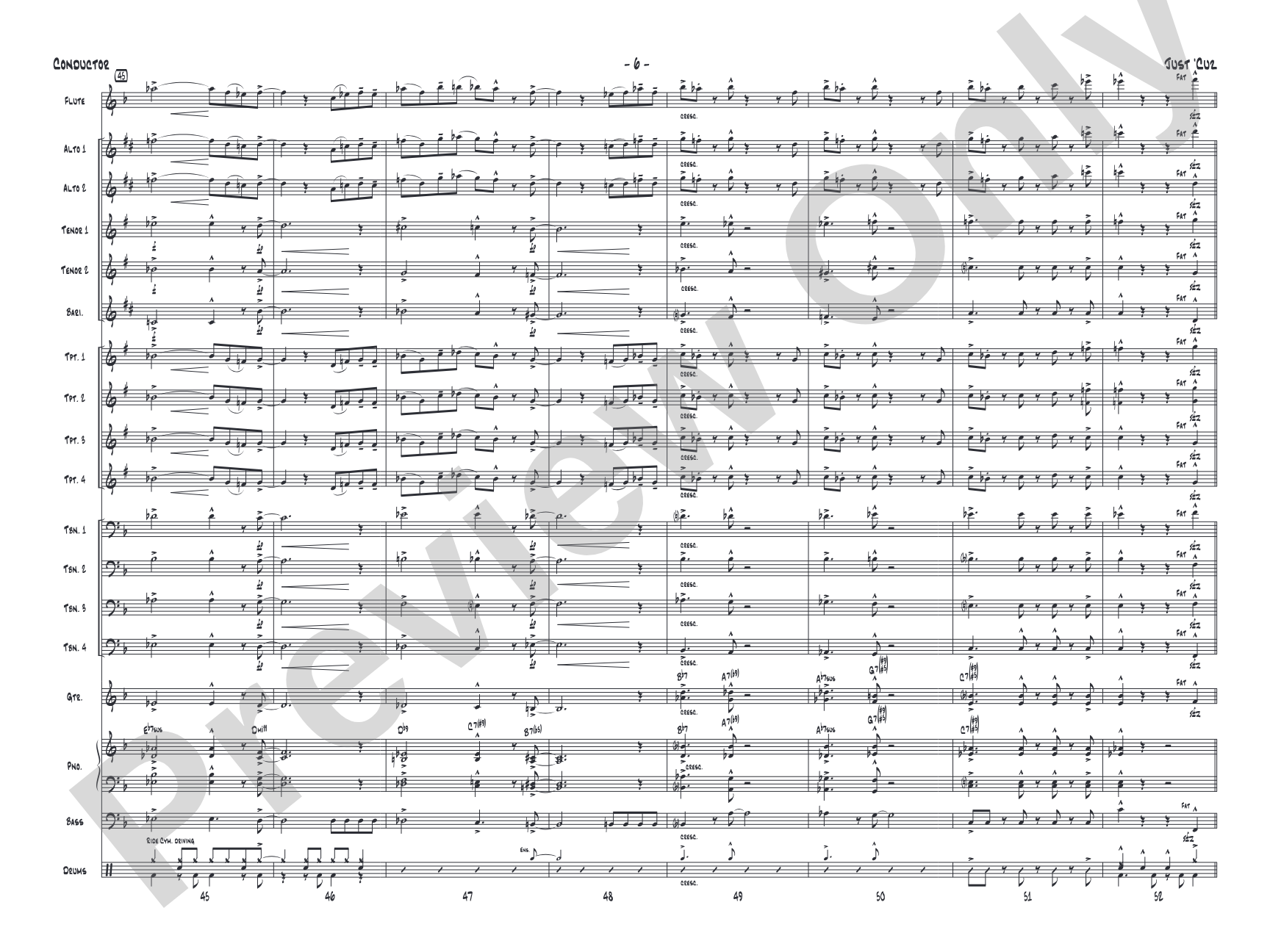 Just 'Cuz: Jazz Ensemble Conductor Score & Parts