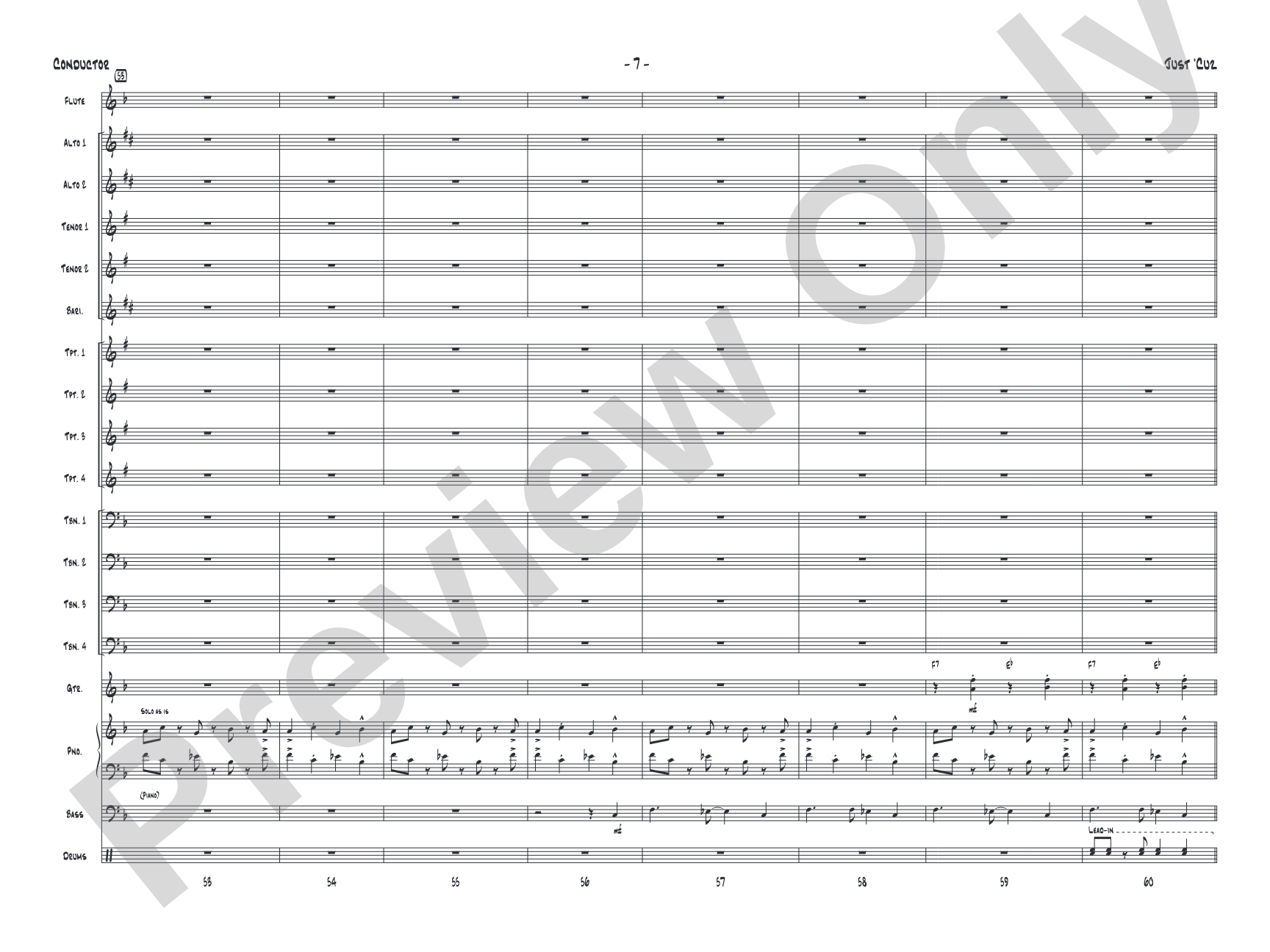 Just 'Cuz: Jazz Ensemble Conductor Score & Parts
