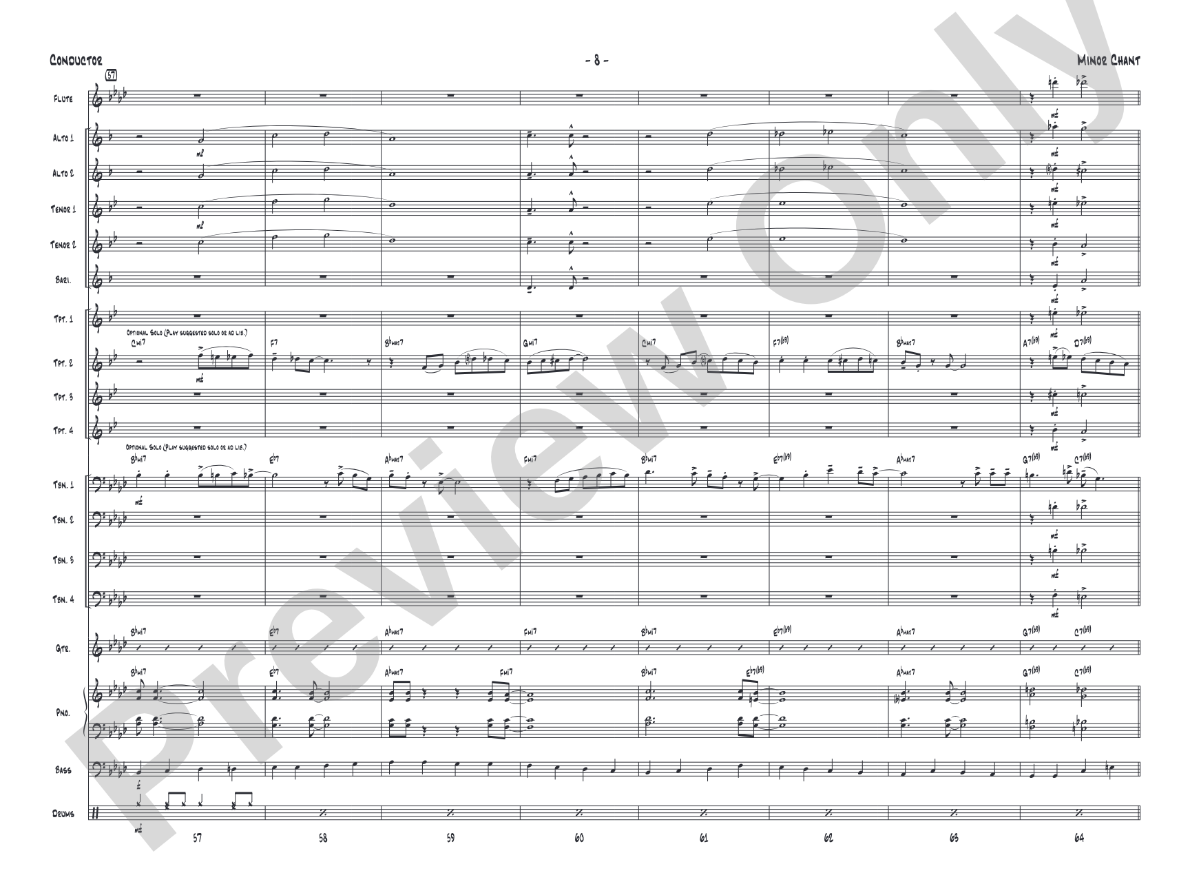 Minor Chant: Jazz Ensemble Conductor Score & Parts