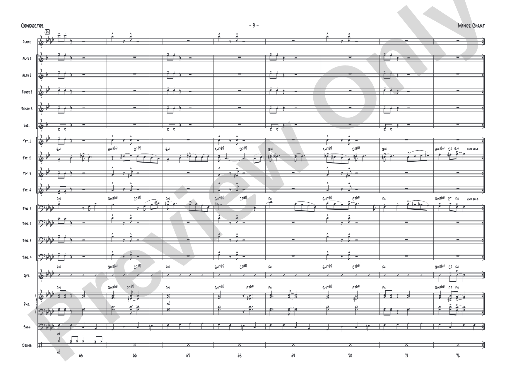 Minor Chant: Jazz Ensemble Conductor Score & Parts