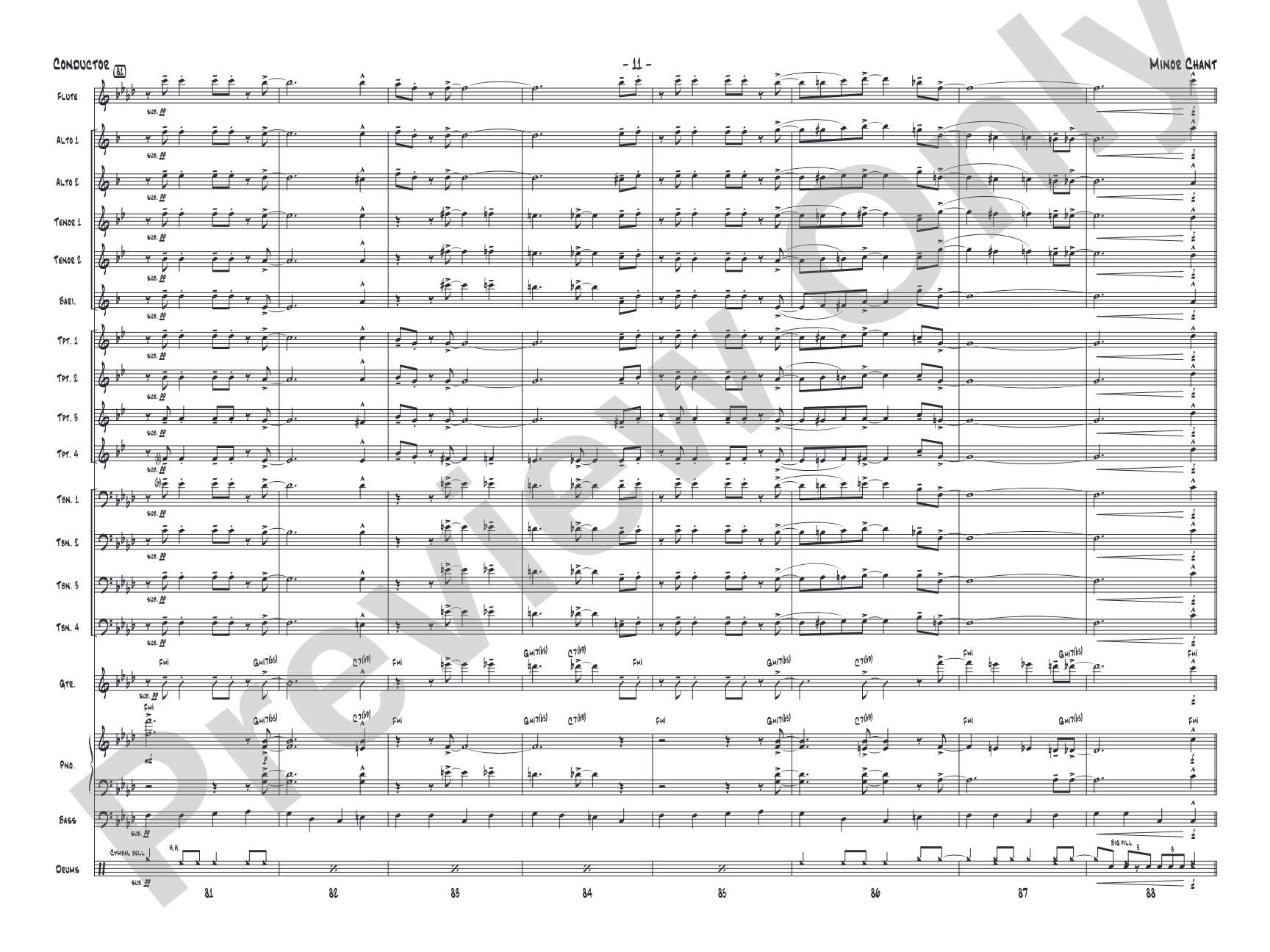 Minor Chant: Jazz Ensemble Conductor Score & Parts