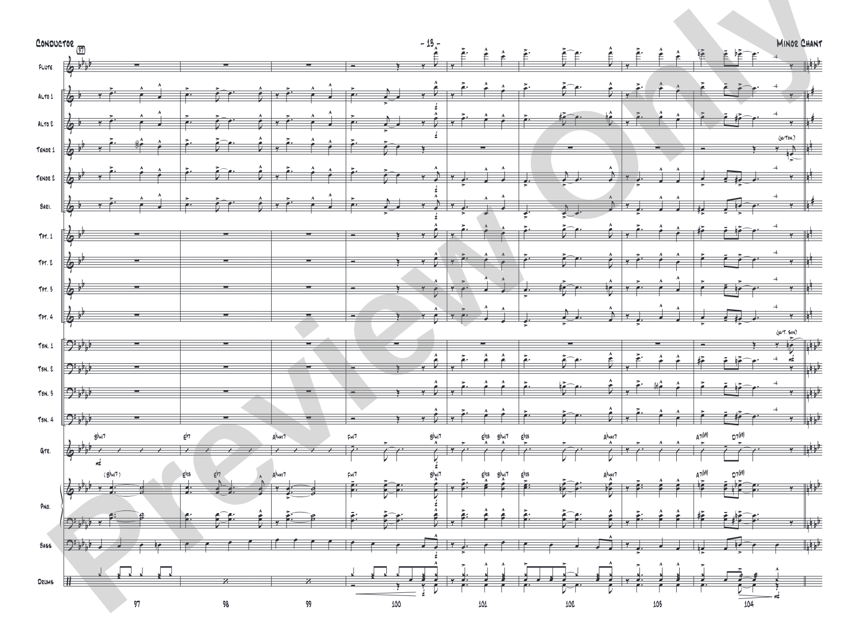 Minor Chant: Jazz Ensemble Conductor Score & Parts