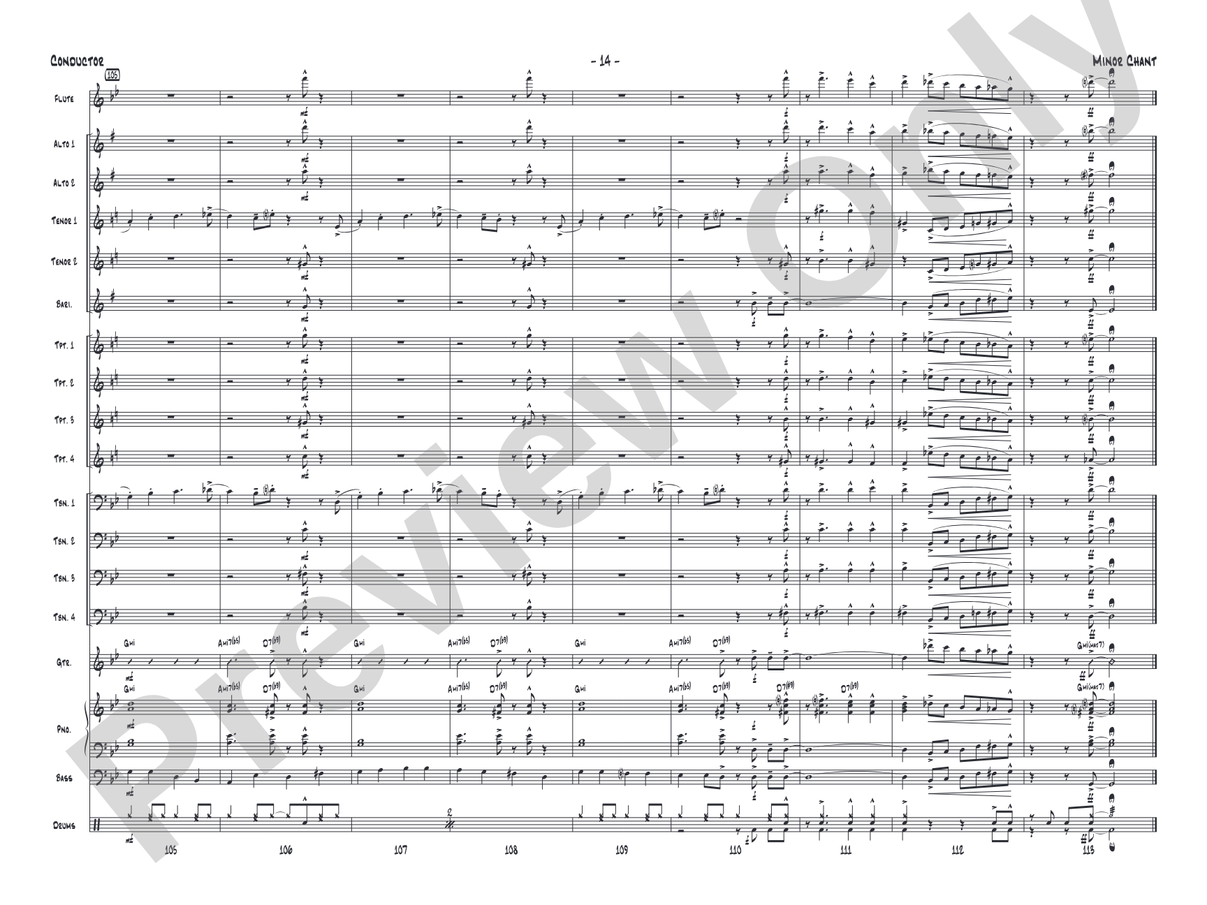 Minor Chant: Jazz Ensemble Conductor Score & Parts