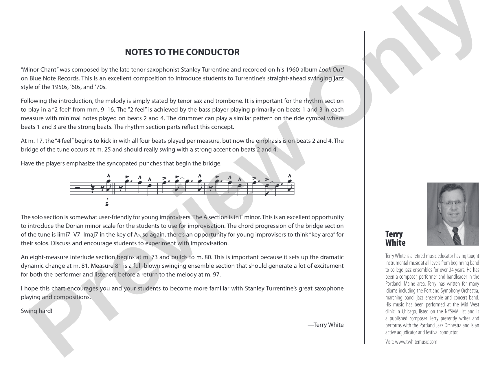 Minor Chant: Jazz Ensemble Conductor Score & Parts