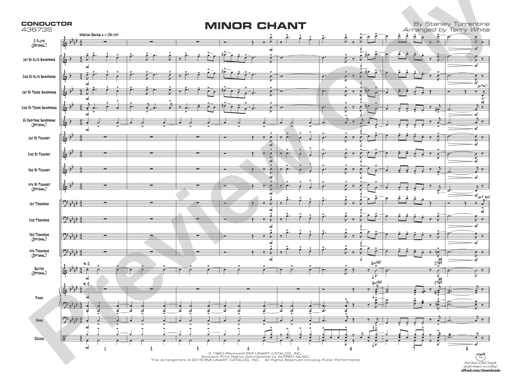 Minor Chant: Jazz Ensemble Conductor Score & Parts