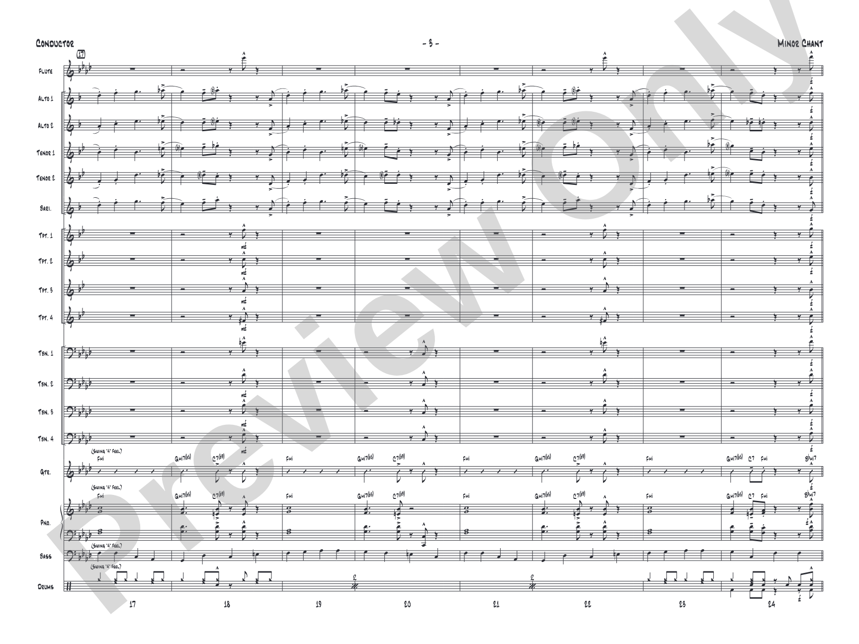 Minor Chant: Jazz Ensemble Conductor Score & Parts