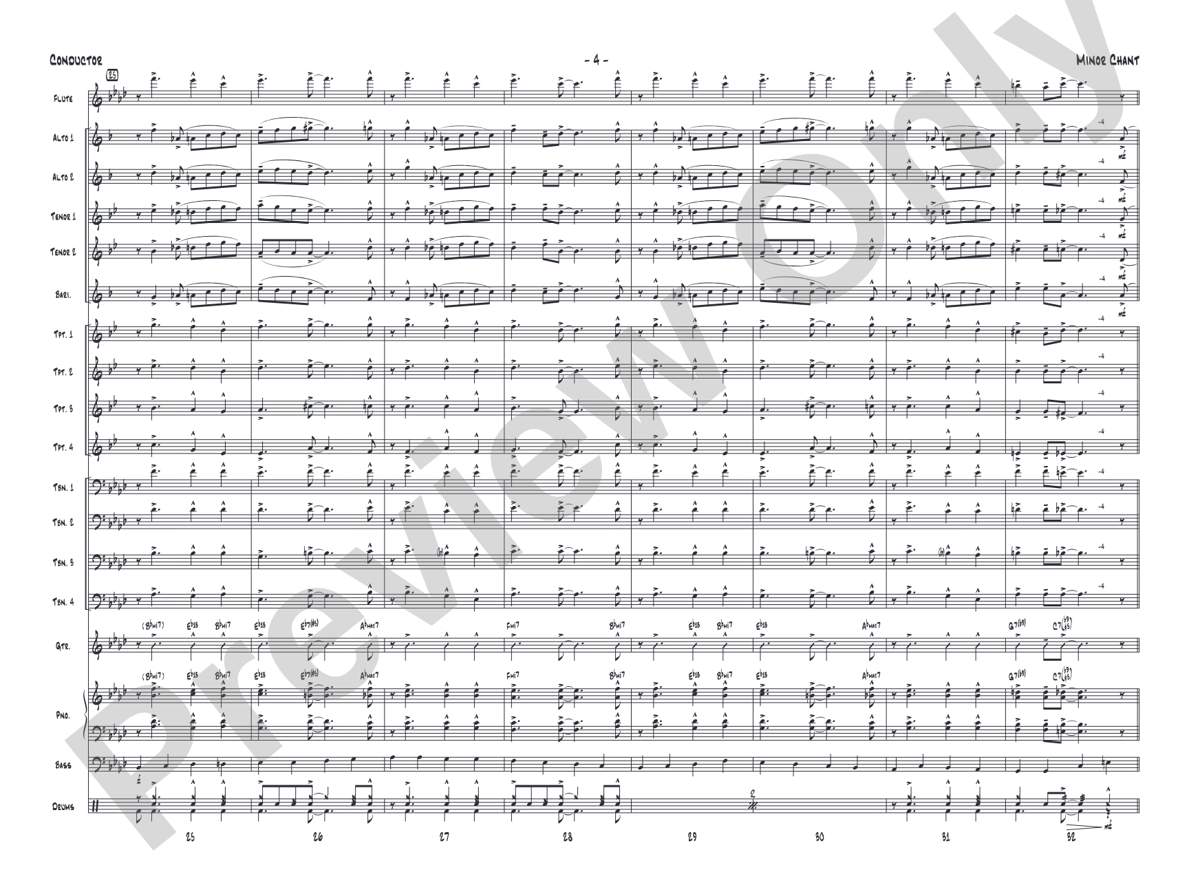 Minor Chant: Jazz Ensemble Conductor Score & Parts