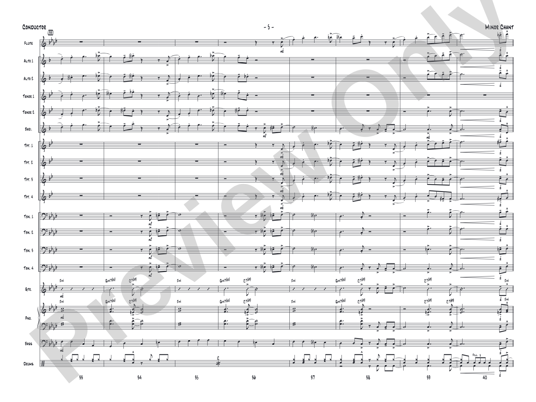 Minor Chant: Jazz Ensemble Conductor Score & Parts