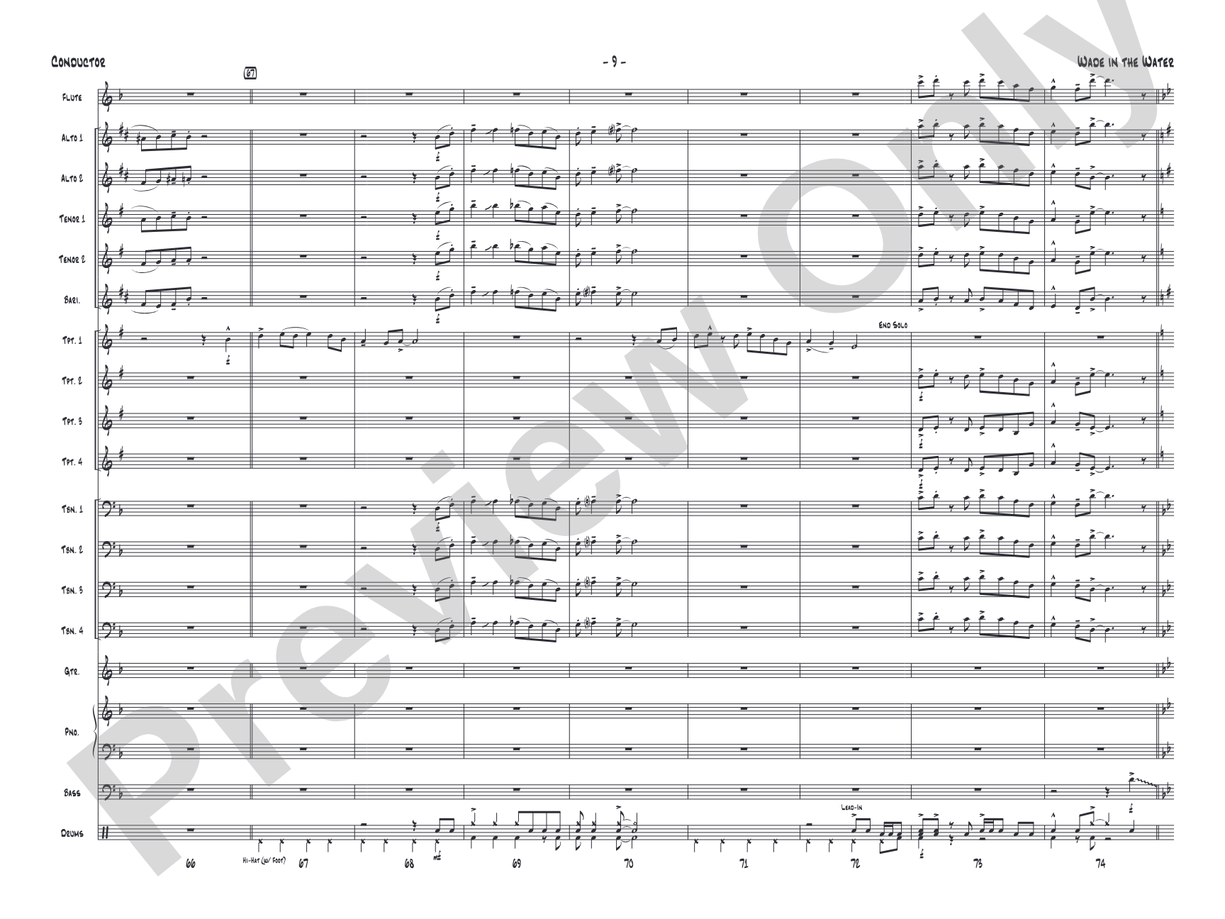 Wade in the Water: Jazz Ensemble Conductor Score & Parts