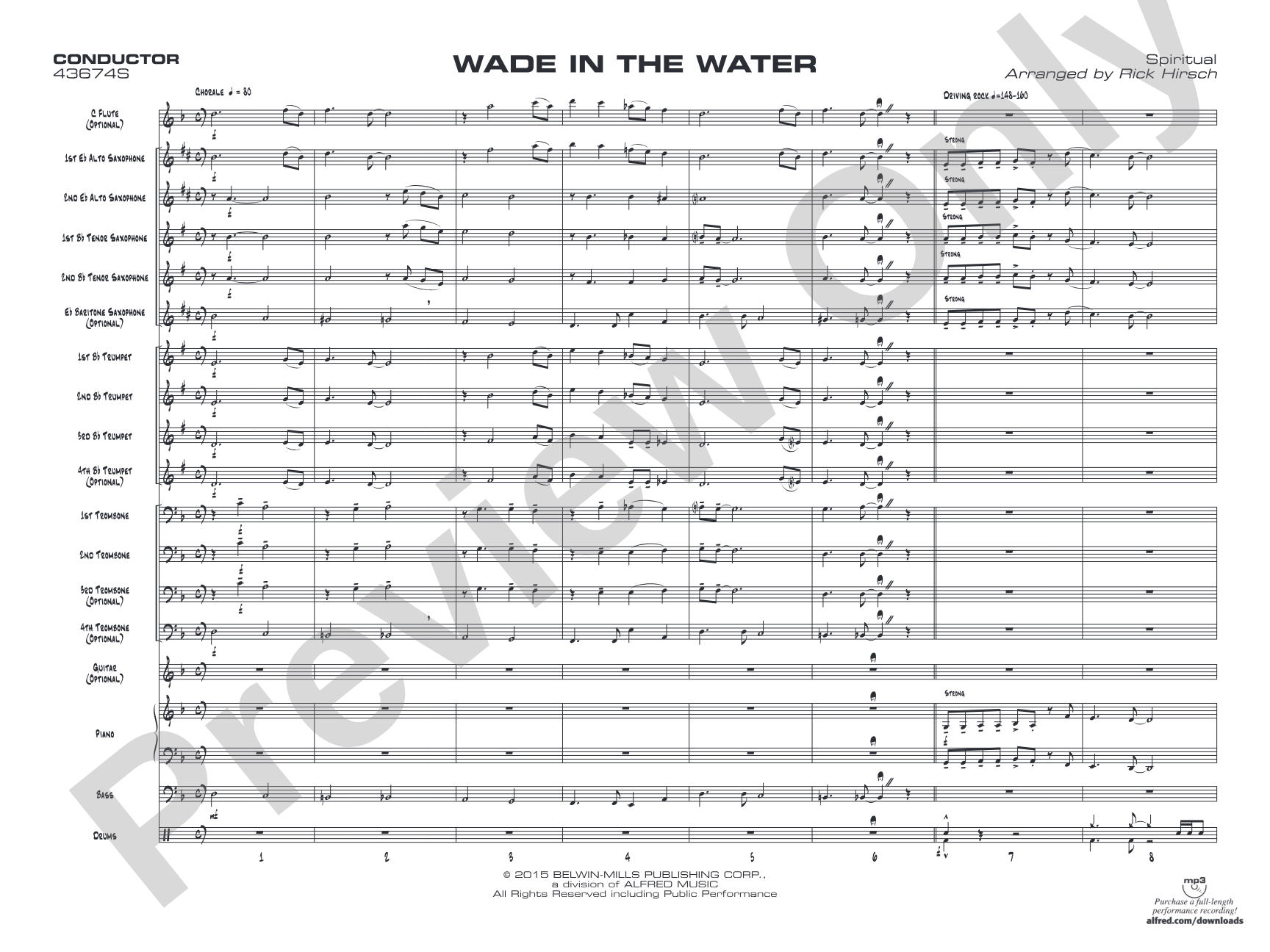Wade in the Water: Jazz Ensemble Conductor Score & Parts