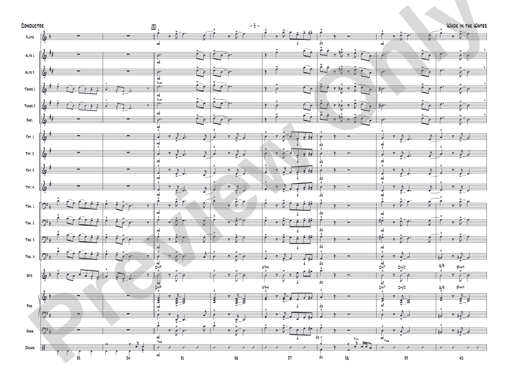 Wade in the Water: Jazz Ensemble Conductor Score & Parts