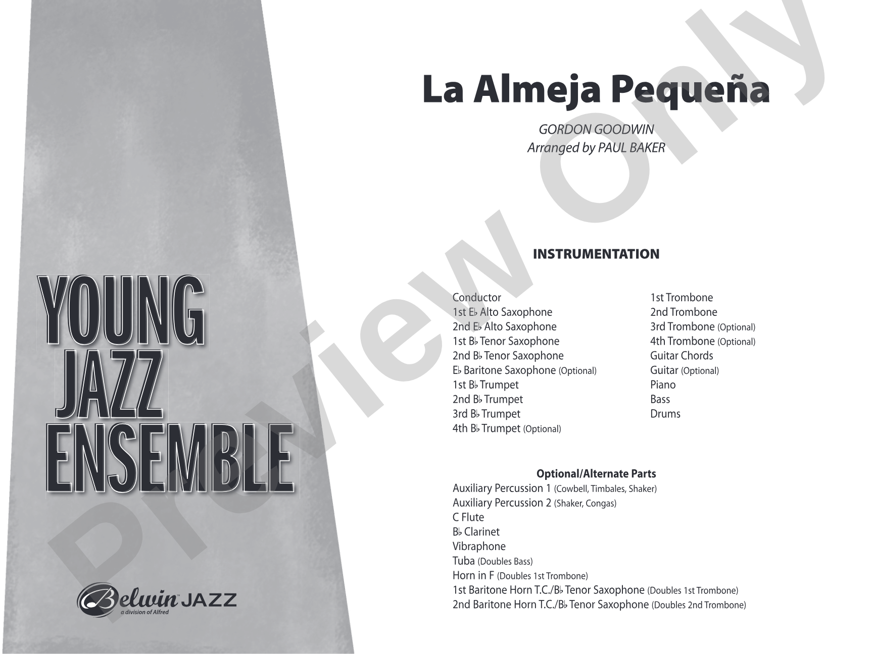 La Almeja Pequena: Jazz Ensemble Conductor Score & Parts