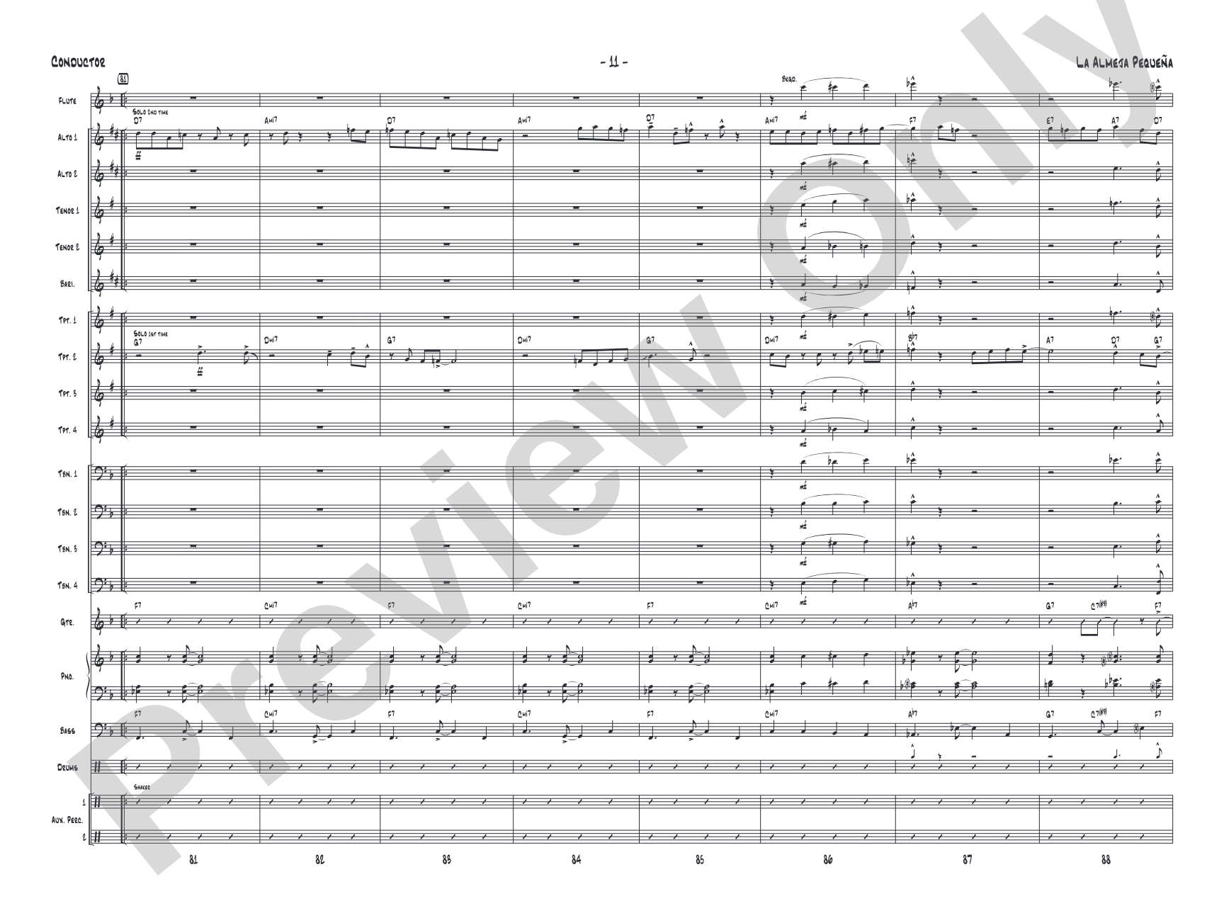 La Almeja Pequena: Jazz Ensemble Conductor Score & Parts