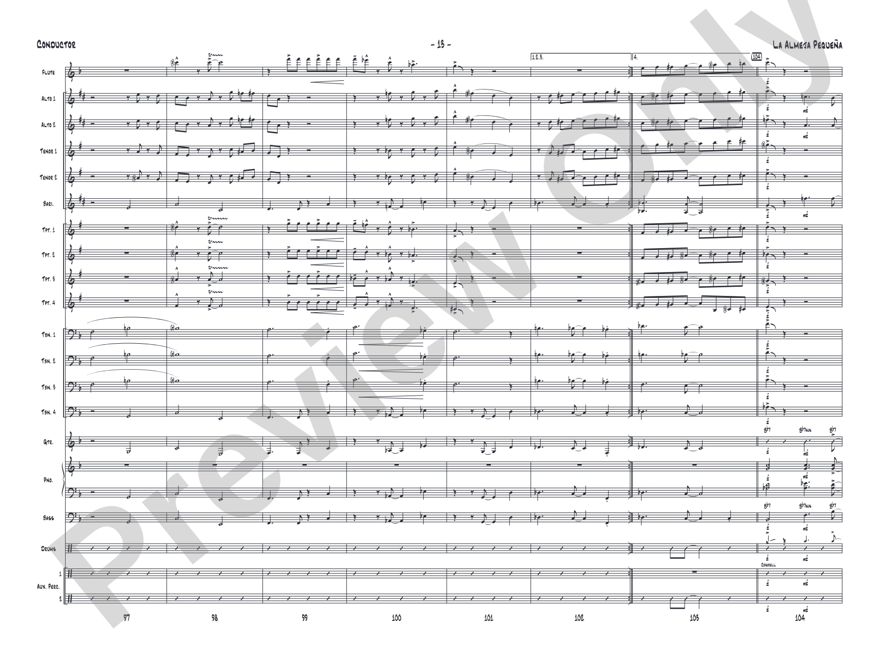 La Almeja Pequena: Jazz Ensemble Conductor Score & Parts