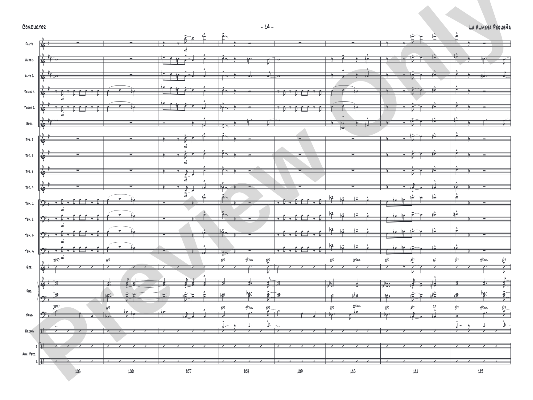 La Almeja Pequena: Jazz Ensemble Conductor Score & Parts