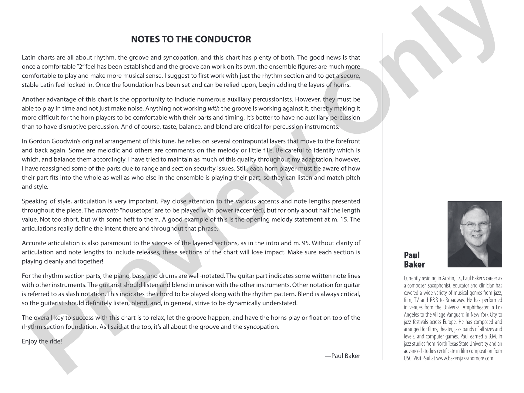 La Almeja Pequena: Jazz Ensemble Conductor Score & Parts