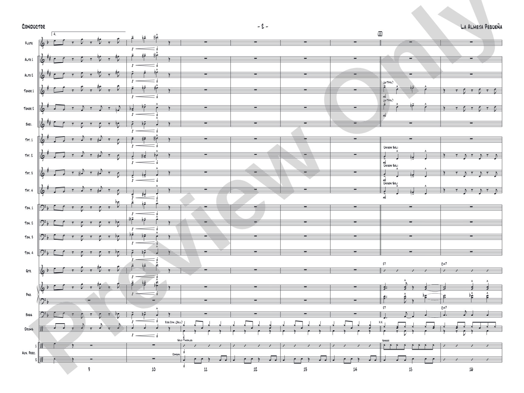 La Almeja Pequena: Jazz Ensemble Conductor Score & Parts