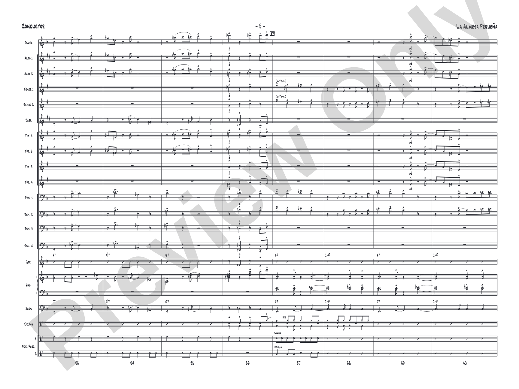 La Almeja Pequena: Jazz Ensemble Conductor Score & Parts
