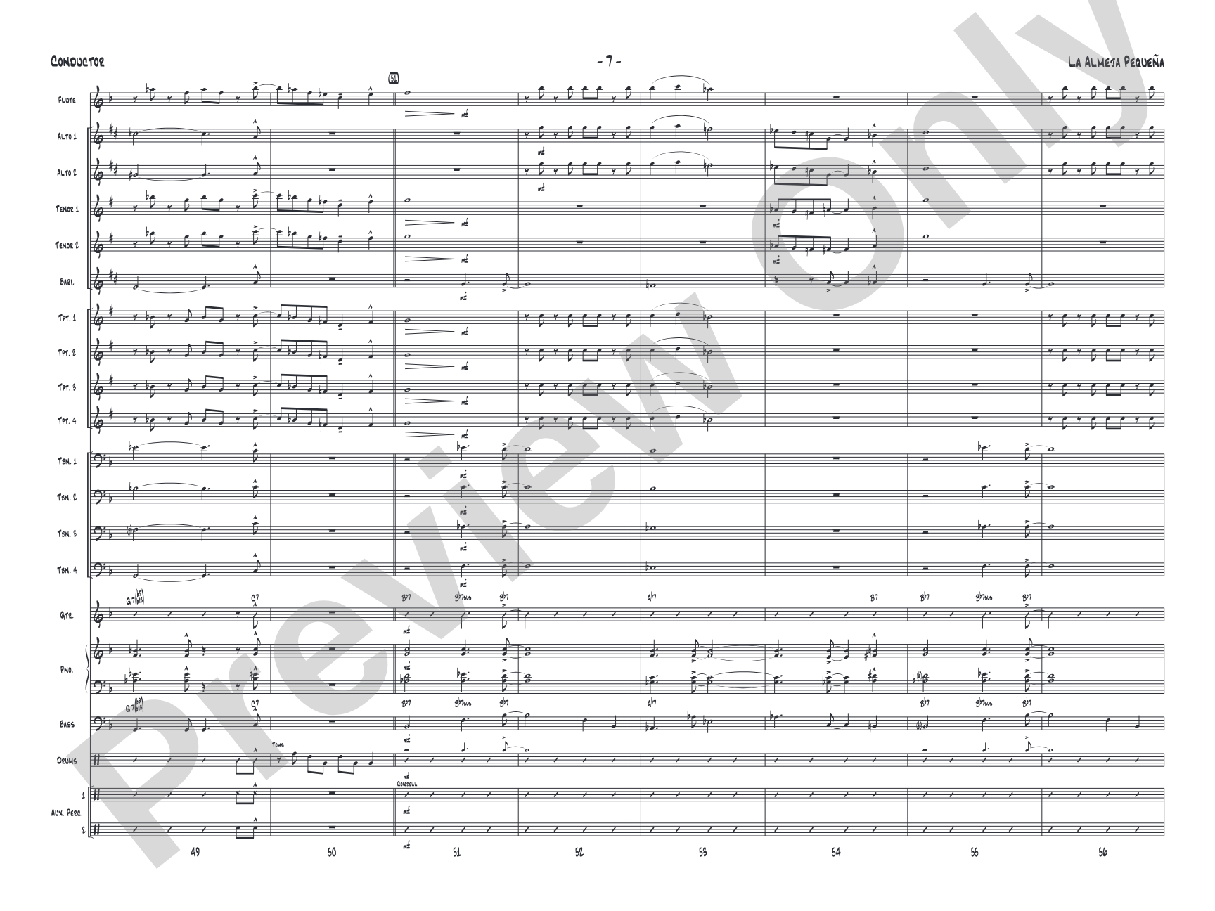 La Almeja Pequena: Jazz Ensemble Conductor Score & Parts